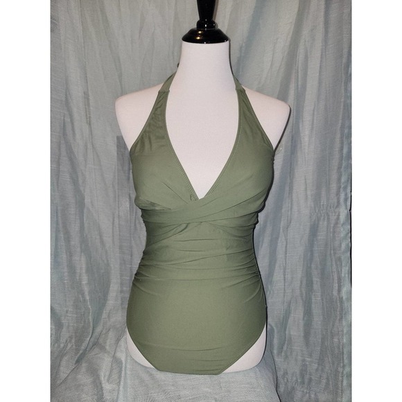 Green halter one piece Swimsuit small - Picture 1 of 2